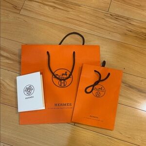Hermès Orange Shopping Bags and receipt card